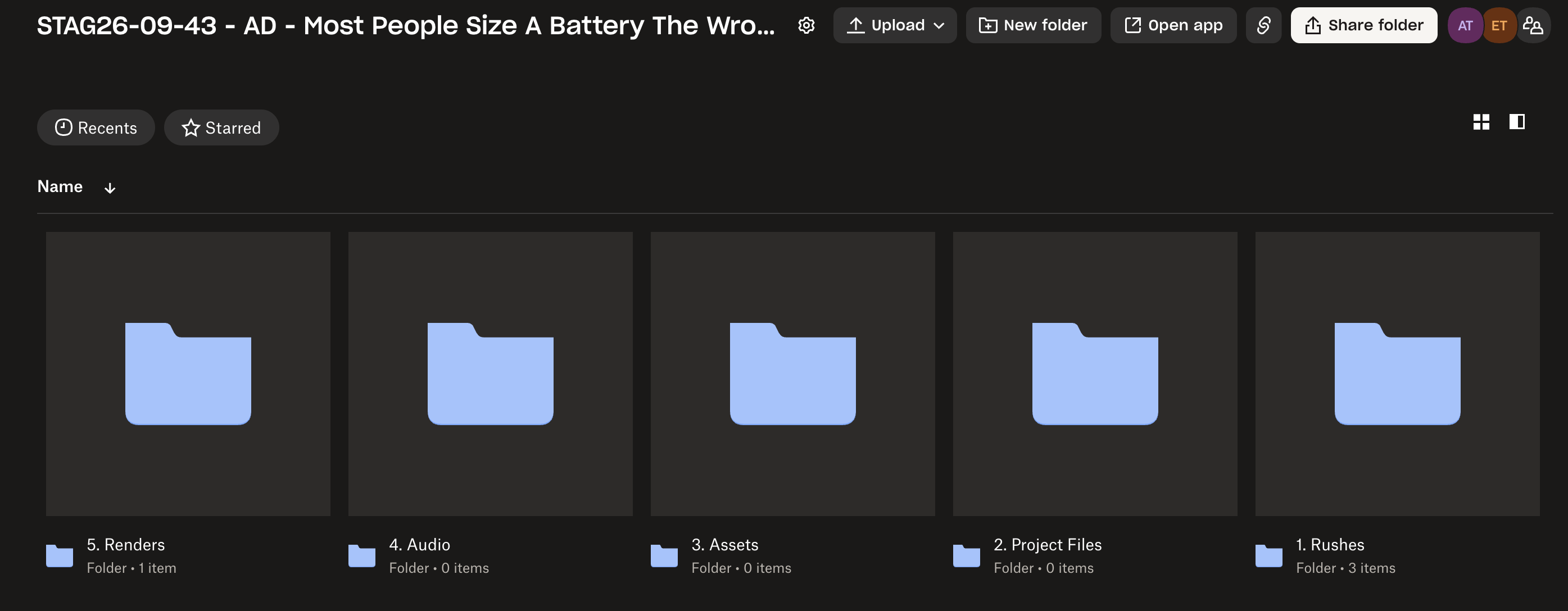 Dropbox task folder layout