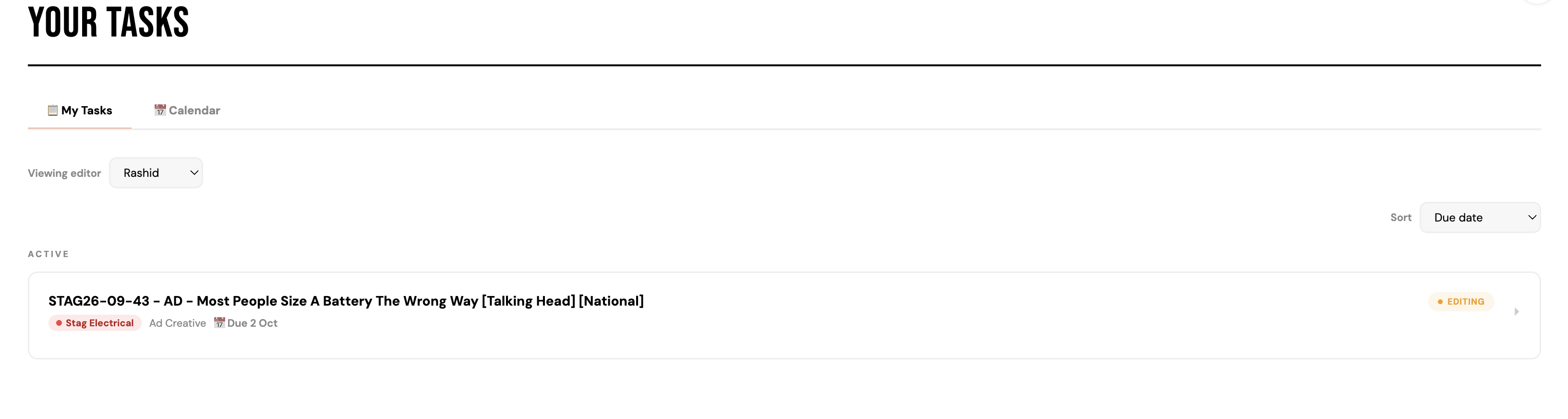 Your Tasks view